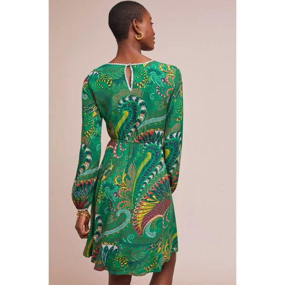 Anthropologie Maeve Janis Dress Kelly Green Abstract Print EUC Size 8 petite - Picture 2 of 6
